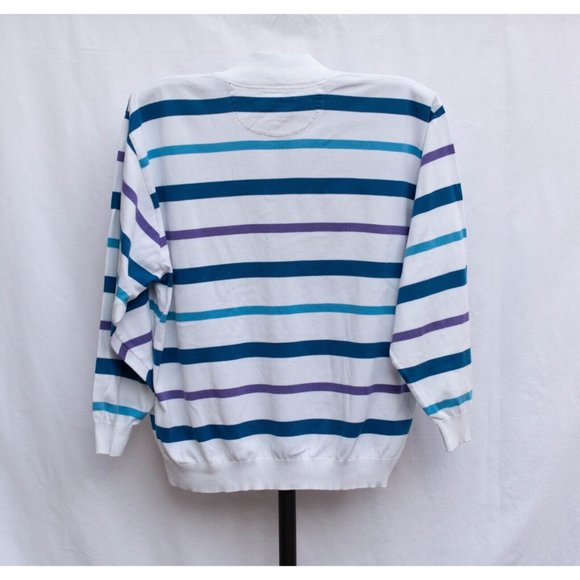 PAUL & SHARK Yachting White Blue Purple Cotton 1/4-Zip Pullover 2XL Italy AS IS - Picture 2 of 12